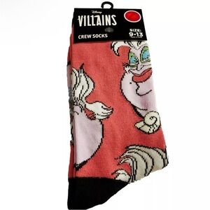 Disney Villains Ursula Icon Printed Crew Socks Adult OS
